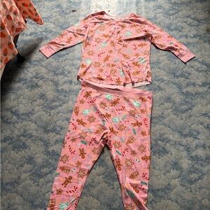 Pink gingerbread Pajamas with Festive Print